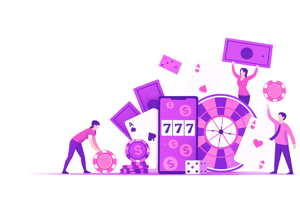 Casino celebration in pink and purple