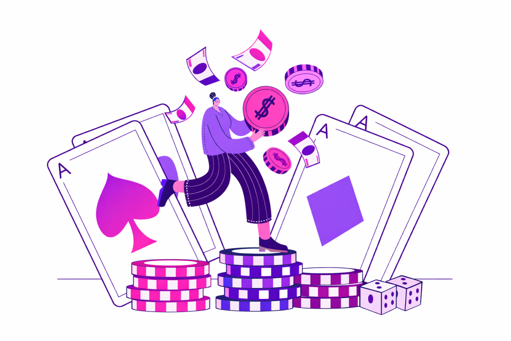 Standing on stacks of poker chips (1)